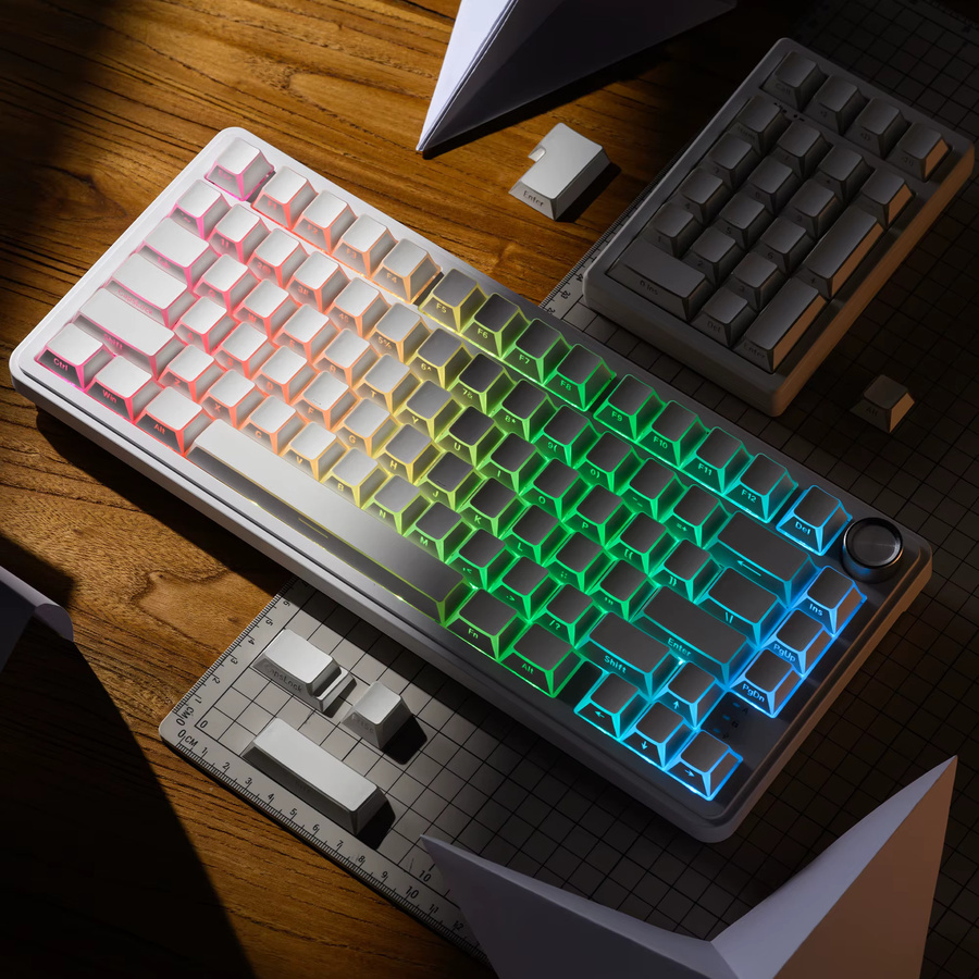 XVX White Shadow Tastenkappen aus PBT mit Seitendruck und Cherry-Profil, durchscheinend, 136 Tasten, Farbe: Weiß/Transparent - Bild 6
