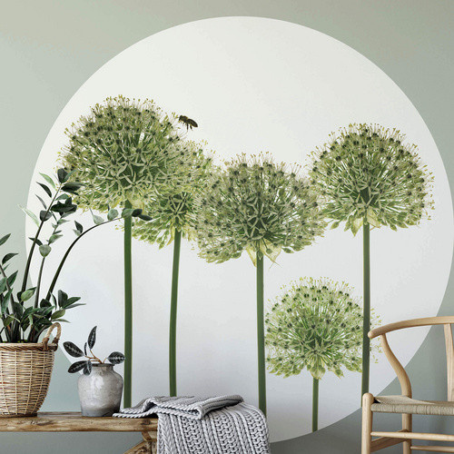 K&L Wall Art Runde Vliestapete Kadam Botanische Zierlauch, mehrfarbig, matt - Bild 2