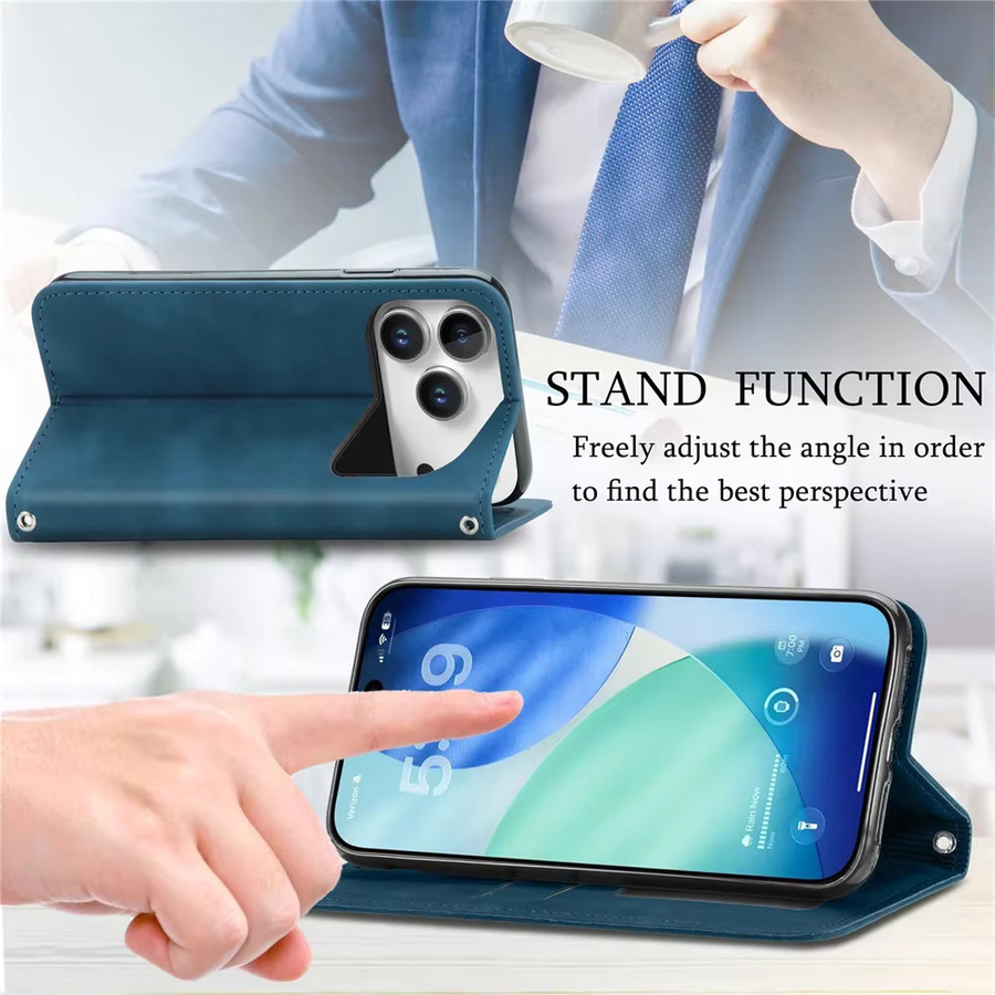 Business Flip-Kartenhalter Brieftasche Handyhülle für iPhone in Schwarz - Bild 3