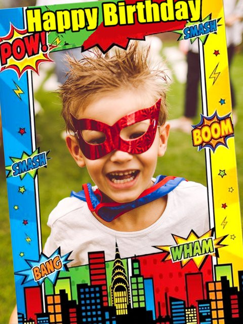 Super Hero Party Supplies, Super Hero Geburtstagsdekoration, Photo Booth Requisiten Rahmen - Bild 1