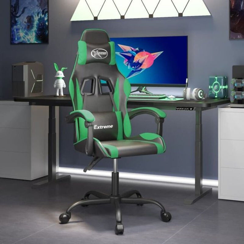 vidaxl Gamingstuhl aus Kunstleder in Schwarz und Grün - Bild 1