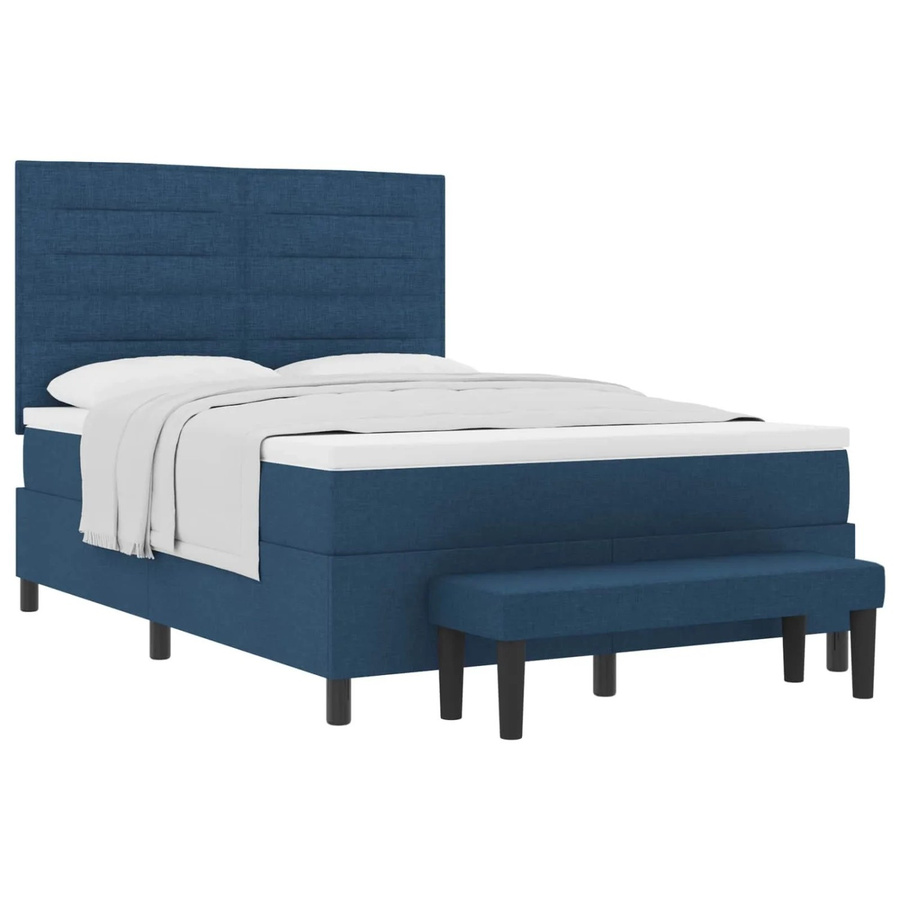 vidaXL Boxspringbett mit Matratze und Kopfteil in Blau, B/T/H: 140 x 190 x 280 cm - Bild 2