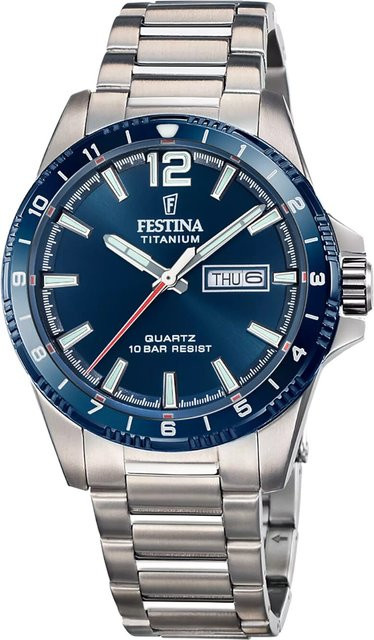 Festina Herrenuhr, Quarz, Titan, Blau, 43 mm, 10 ATM - Bild 1