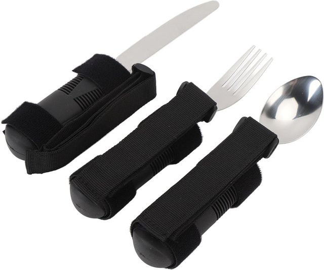 3-teiliges adaptives Besteckset von shoemst in Schwarz für ältere Menschen - Bild 1