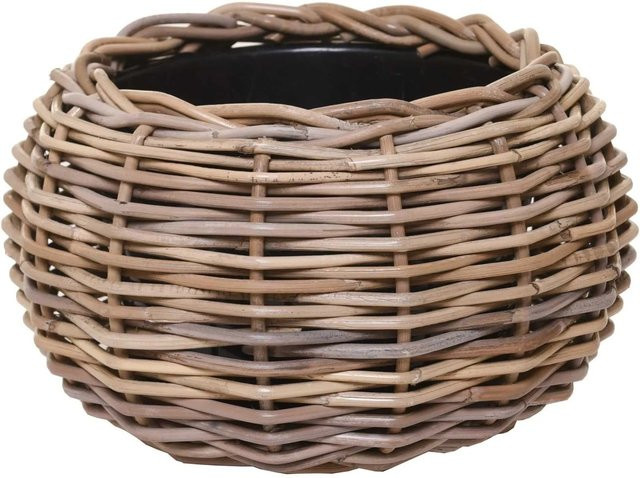 Vivanno Pflanzkorb Palla in Grau im Rattan-Design für Innenbereich, Garten und Terrasse, B/T/H: 29 x 29 x 19 cm - Bild 1