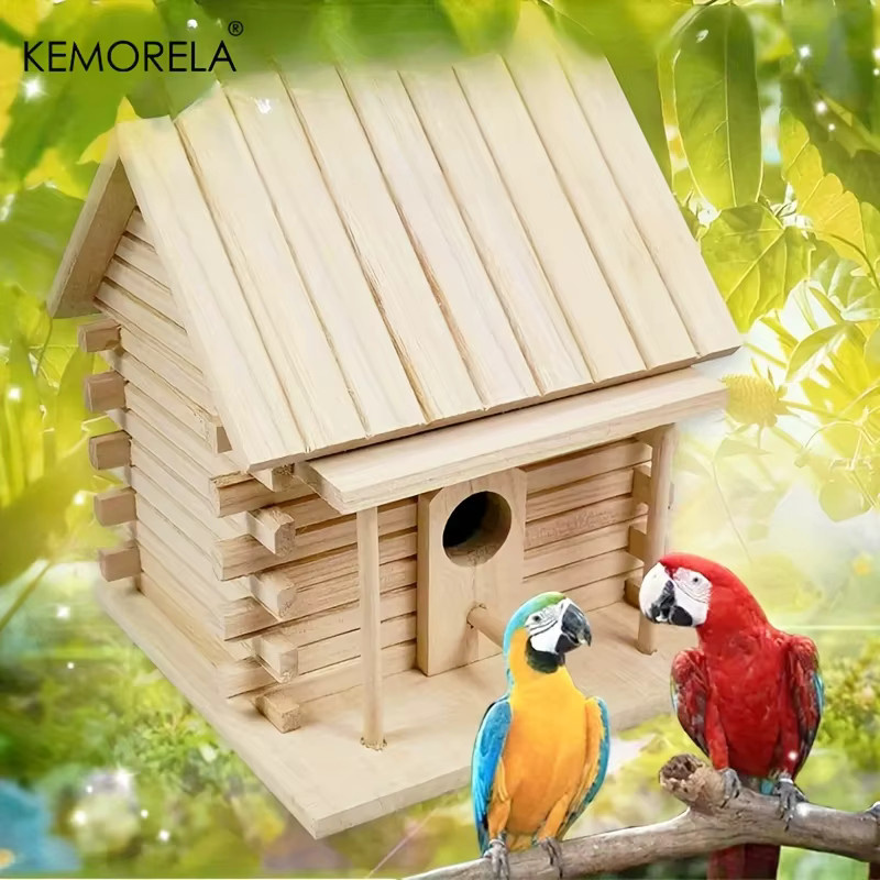 Vogelnestbox aus natürlichem Kiefernholz und Zedernholz als hängendes Zuchthaus für kleine Vögel für den Innen- und Außenbereich - Bild 2