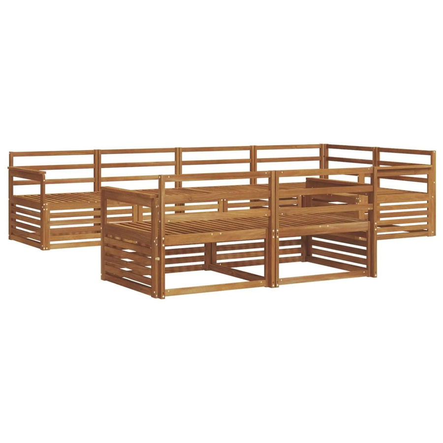vidaXL Outdoor-Sofagarnitur 7-teilig aus Akazienholz in Braun mit L-Form und Armlehnen - Bild 2
