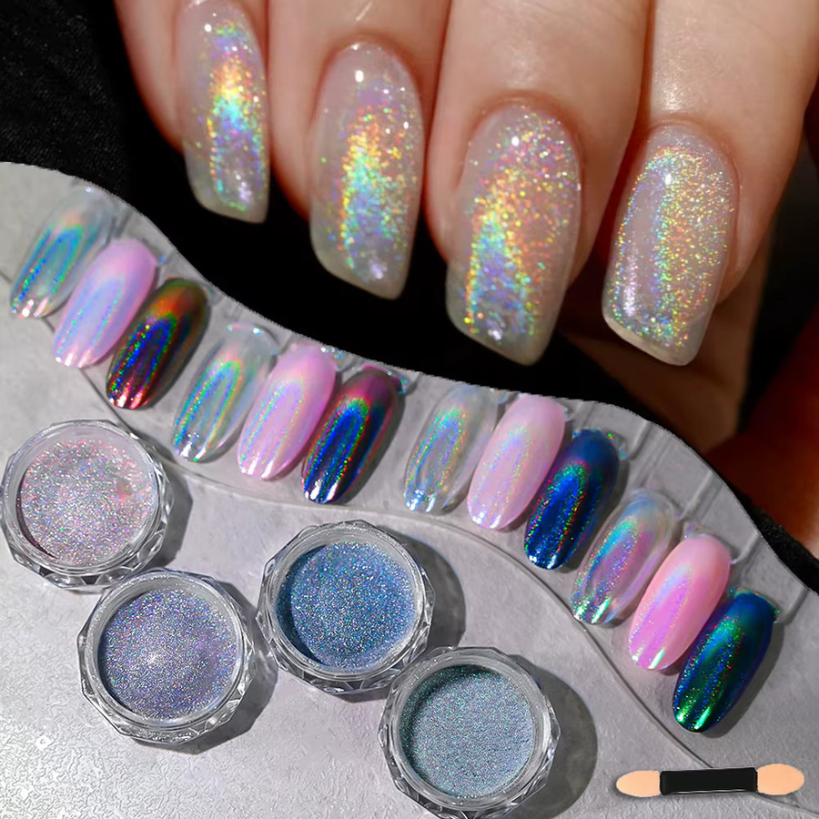 HotPress Nagelpulver, Chrom Regenbogen Laser, 4 Farben - Bild 2