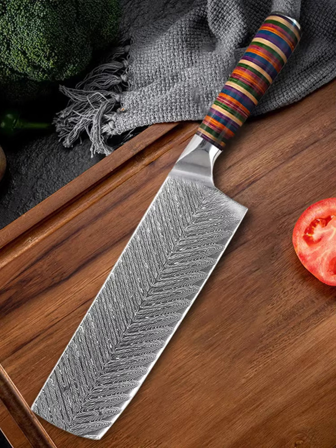 GuanQi Damaststahl Hackmesser mit Holzgriff für professionelle Küche und Haushalt - Bild 5