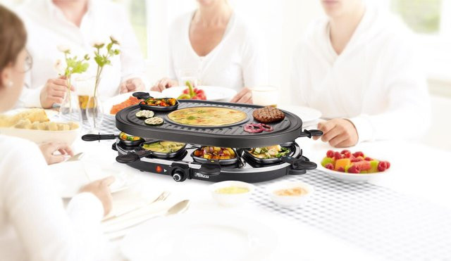 Princess Raclette Grillparty mit 8 ovalen Pfännchen, 1200 W, Schwarz und Edelstahl, B/T/H: 49,0 x 31,8 x 13,4 cm - Bild 3