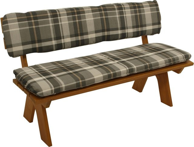 DEGAMO Auflagenset SEATTLE für 3-Sitzer Bank, 150 cm, grau/beige kariert, 2-teilig - Bild 1