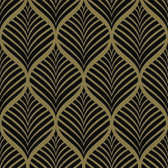 KALYNN Selbstklebende Tapete im Art-Deco-Stil mit geometrischem Muster in Schwarz-Gold, PVC-Wandaufkleber, Breite: 44 cm - Bild 1