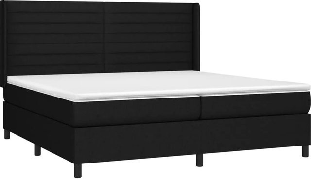 vidaXL Boxspringbett mit Matratze und LED-Unterbettbeleuchtung in Schwarz, B/T: 203 x 203 cm, mit USB-Ladeanschluss und Taschenfederkern - Bild 1