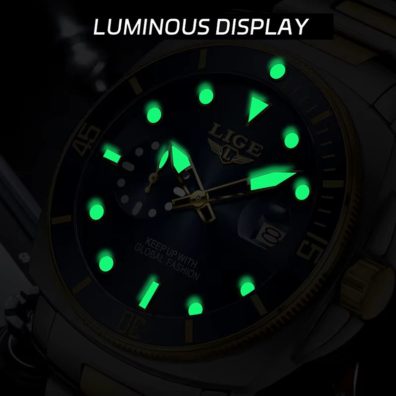 LIGE Armbanduhr Quarz, Edelstahl, Blau, Herren - Bild 6