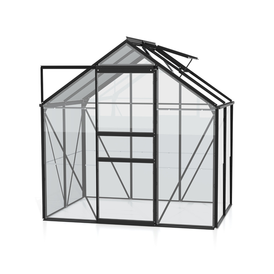 Vitavia Gewächshaus Venus 2500 in Schwarz mit 2,5 m² Fläche, Aluminiumrahmen, ESG-Glas, Schiebetür und Dachfenster - Bild 3