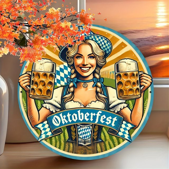 Potdemiel Oktoberfest Vintage Metallblechschild rund, Mehrfarbig, Durchmesser: 20 cm - Bild 1