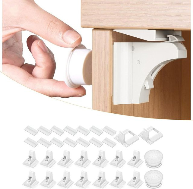 Magnetisches Kindersicherungsschloss für Schranktüren und Schubladen in Weiß - Bild 1