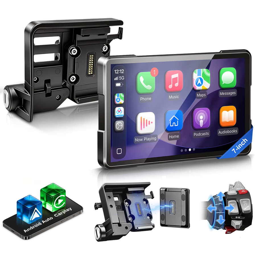 WUEASTE Motorrad CarPlay Android GPS-Navigation Armaturenbrett-Display für BMW R1200GS R1250GS S1000XR F850GS in Schwarz - Bild 4