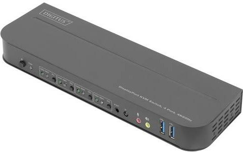 Digitus 4 Port KVM-Switch mit DisplayPort, HDMI und USB-C für 4K UHD, Schwarz - Bild 1