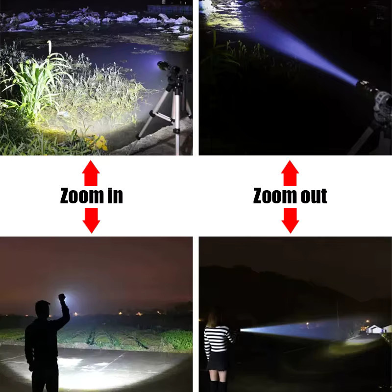 eoopee Mini-Taschenlampe mit LED COB und XPE, USB wiederaufladbar, schwarz, mit Clip und zoombarem Fokuslicht - Bild 4