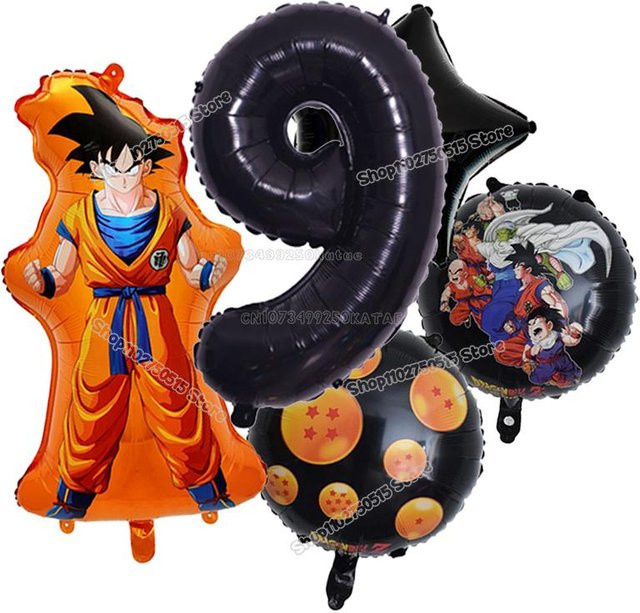 Yiran toy 1 Dragon Ball Son Goku Kindergeburtstagsdekoration mit Zahlenballons in Gelb, Blau und Multicolour für Kinder und Babypartys - Bild 1