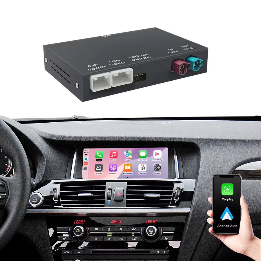 AUTOABC Drahtloser CarPlay und Android Auto Mirror Link Decoder für BMW X3 F25 G01 NBT/CIC System mit OEM und Aftermarket Kamera Unterstützung in Schwarz - Bild 5