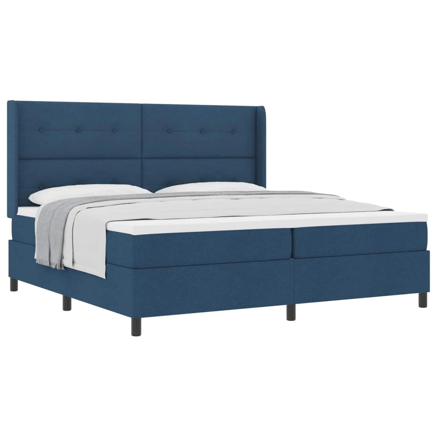 vidaXL Boxspringbett mit Matratze und Kopfteil in Blau, B/T/H: 200 x 200 x 118 cm - Bild 2