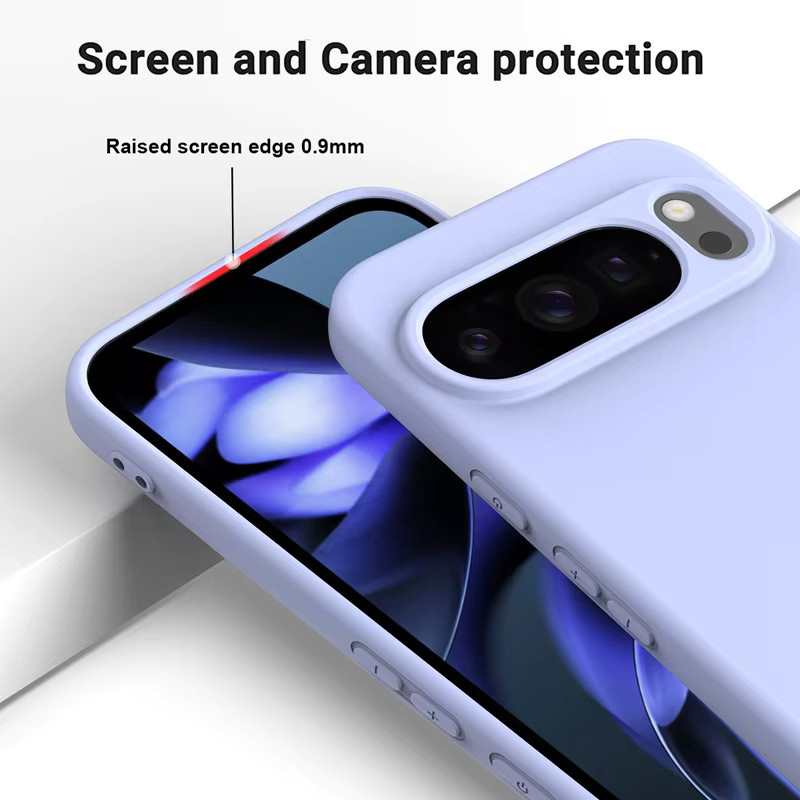 Stoßfeste Flüssigsilikon-Hülle für Google Pixel 11 10 9 8 7 6 A Pro XL mit Schlaufe in Gelb und Lila - Bild 2