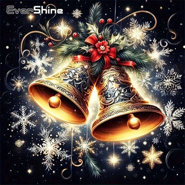 Evershine Diamant-Stickerei Set Weihnachtsglocke Landschaft mit Diamant-Mosaik Wandkunst B/H: 20 x 20 cm - Bild 1