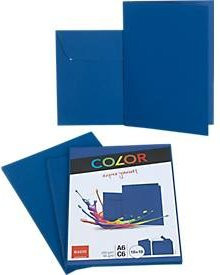 ELCO Color Doppelkarten Set in Blau, blanko A6 mit passenden C6 Umschlägen, 10 Stück, 200 g/m² und 90 g/m² - Bild 1