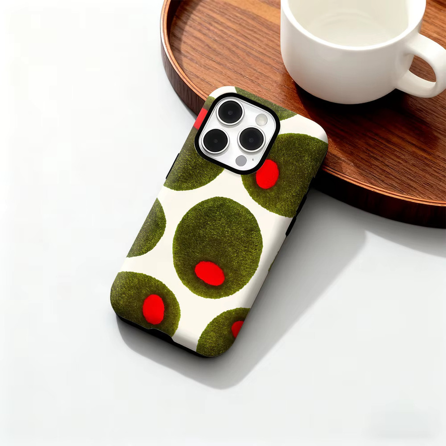 Potdemiel Olive Dot Handyhülle für iPhone 17 16 15 14 13 12 Pro Max Plus mit doppelschichtiger Rückseite in Grün Multicolour - Bild 6
