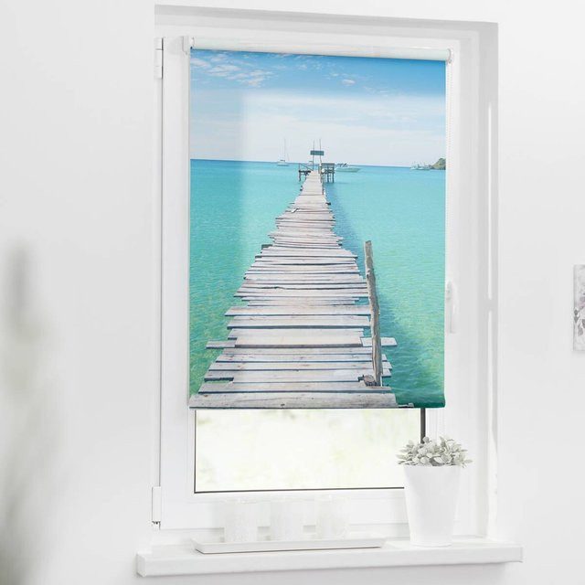 LICHTBLICK Verdunkelungsrollo El Mare Blau B: 100 cm, H: 150 cm - Bild 1
