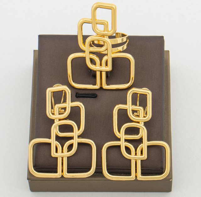 YM Schmuck-Set, Ohrringe und Ring, Gold, Unisex - Bild 1