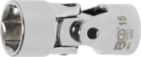 BGS Kardangelenk-Einsatz Sechskant 2455 in Silber, Antrieb Innenvierkant 10 mm (3/8 Zoll), SW 15 mm - Bild 1