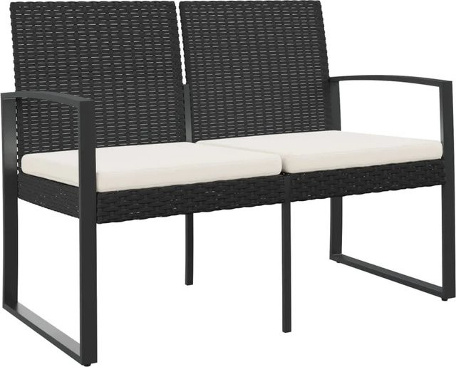vidaXL Gartenbank 2-Sitzer mit Kissen in Schwarz und Anthrazit aus Polypropylen in Rattan-Optik mit Armlehnen - Bild 1