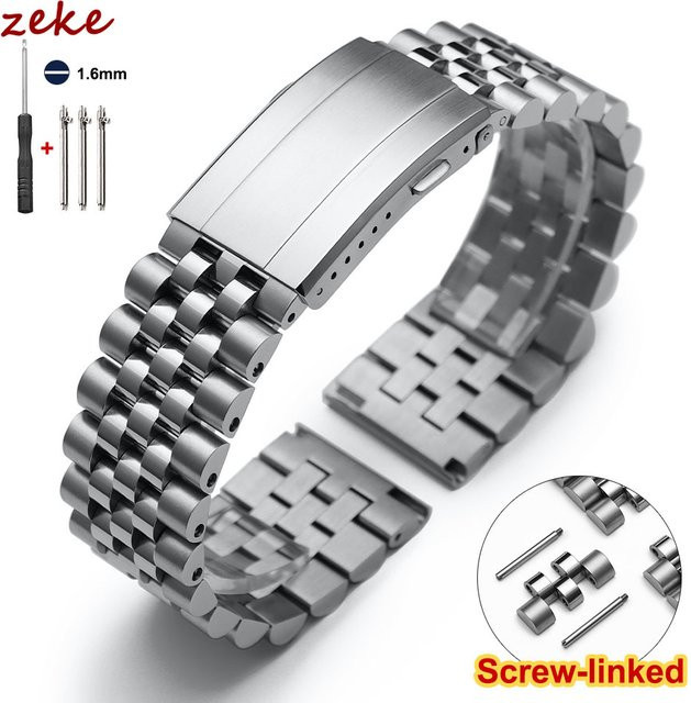 crazyband Uhrenarmband Edelstahl, Silber, 20 mm, 22 mm, Unisex - Bild 1