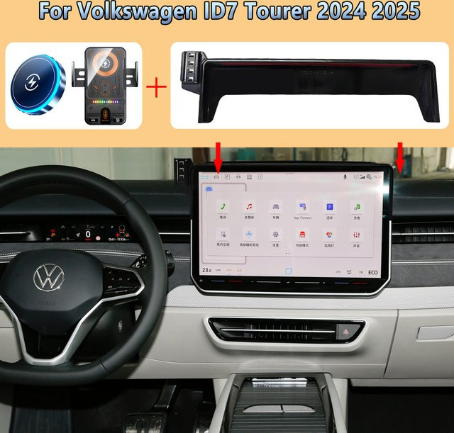 Magnetische MagSafe Smartphone-Halterung mit kabelloser Ladefunktion für Volkswagen ID.7 ID.7 GTX Tourer, Schwarz - Bild 1