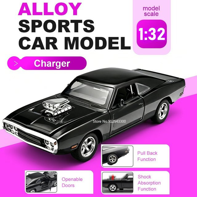 RMZ city Charger Hellcat Automodell, 1:32 Maßstab, mit öffnenden Türen, Rückziehfunktion, Stoßdämpfung, Gummireifen - Bild 1
