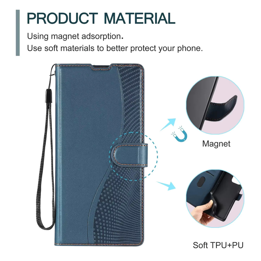 Luxus Leder Flip Case Brieftasche für Samsung Galaxy A-Serie in Blau - Bild 2
