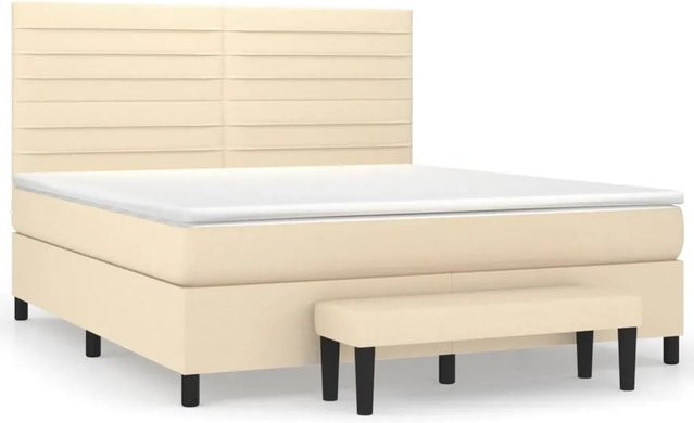vidaXL Boxspringbett mit Matratze in Beige, Hybrid-Konstruktion mit Taschenfederkern, B/T: 180 x 200 cm - Bild 1
