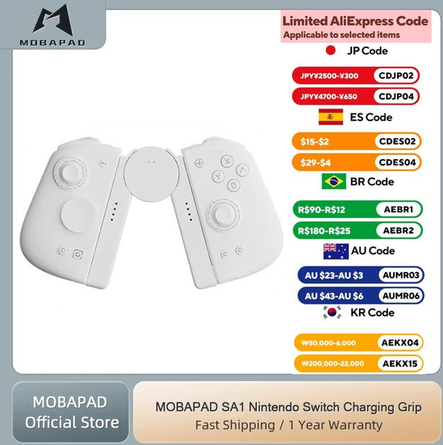 Mobapad SA1 Switch Ladegriff in Weiß für Nintendo Switch, kompatibel mit Mobapad M6 HD und M6S Controller JoyPad - Bild 1