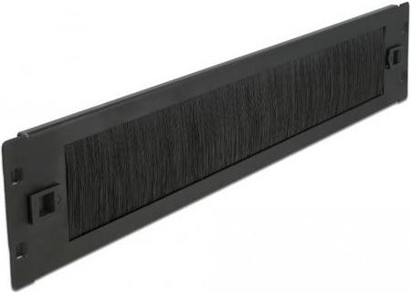 Delock 66346 19 Zoll Netzwerkschrank-Bürstenleiste zur Kabelführung in Schwarz, 2 HE - Bild 1