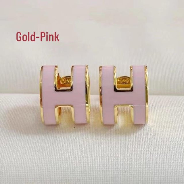 Aijia H Ohrstecker, Emaille, Titan, Gold, Damen, beige - Bild 1