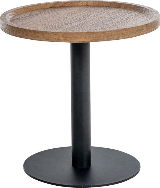 CLP Beistelltisch Aspen Couchtisch mit runder Holzplatte und matt-schwarzem Metallgestell in Braun und Schwarz - Bild 1