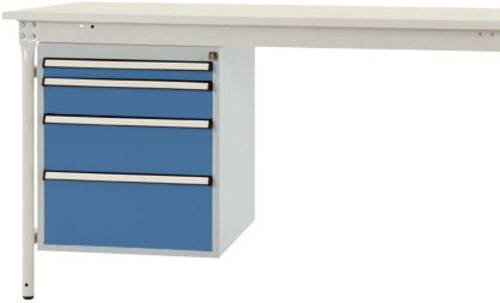 BASI Gehäuse-Unterbau stationär Manuflex ZB4752.5007 in Blau, Nutzhöhe: 500 mm, für Tischtiefe: 800 mm, mit 4 abschließbaren Schubfächern - Bild 1