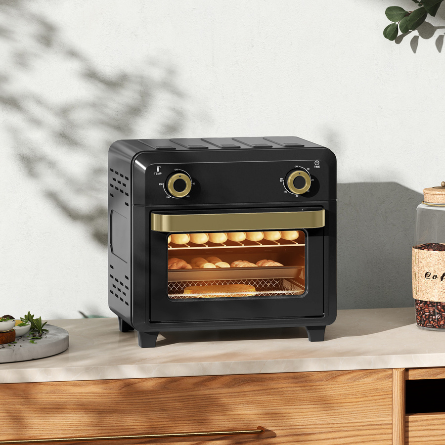 HOMCOM Minibackofen mit Umluft und Heißluftfritteuse, 10L, 1000W, Schwarz - Bild 2