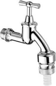 Schell Auslaufventil G 1/2 AG mit Rückschlagventil und Kombinationsarmatur in Chrom/Silber - Bild 1