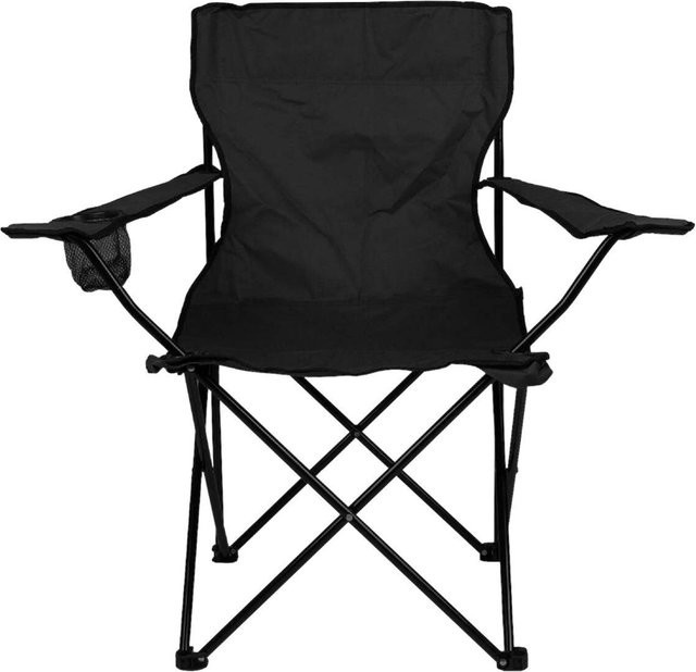 VCM Campingstuhl Schwarz mit Armlehnen aus Metall und Outdoor-Stoff, B/H/T: 85 x 85 x 50 cm - Bild 1