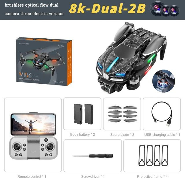 LYZRC V186 Pro Drohne mit bürstenlosem Motor, WLAN FPV, HD-Luftaufnahmen und Hindernisvermeidung, Schwarz - Bild 1