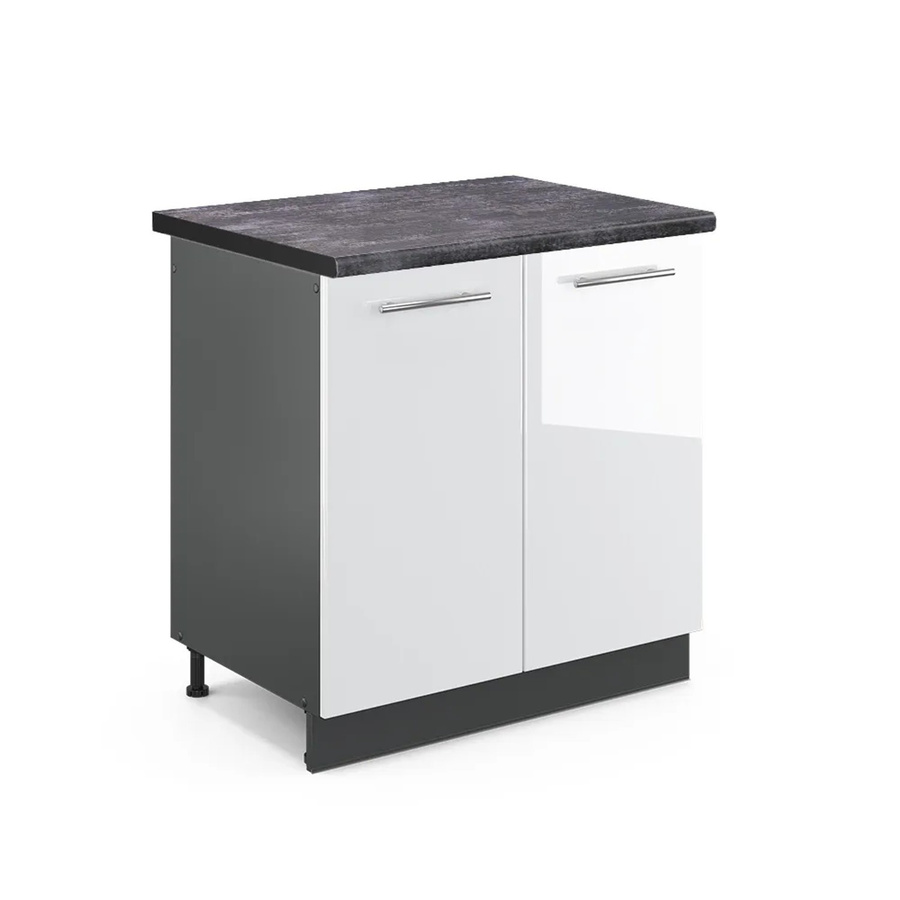Vicco Spülenunterschrank Fame-Line in Weiß Hochglanz und Anthrazit mit Soft-Close-Türen, B/T/H: 80 x 60 x 82 cm - Bild 2
